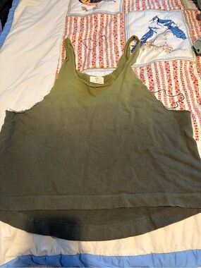 T.La Olive Green Ribbed Scoop Neck Tank